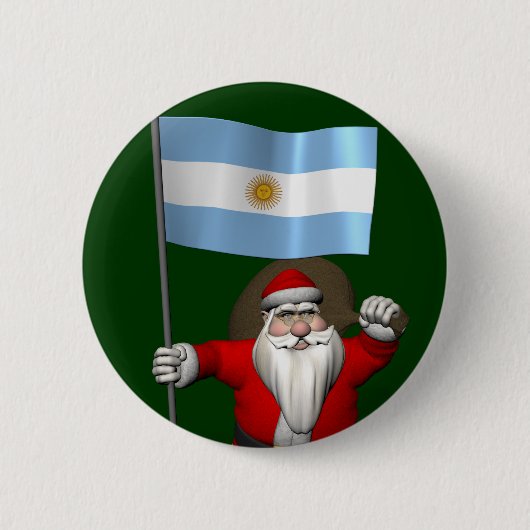 Sinterklaas met vertrek uit Argentinië Ronde Button 5,7 Cm (Voorkant)