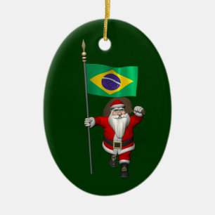 Sinterklaas met vertrek uit Brazilië Keramisch Ornament
