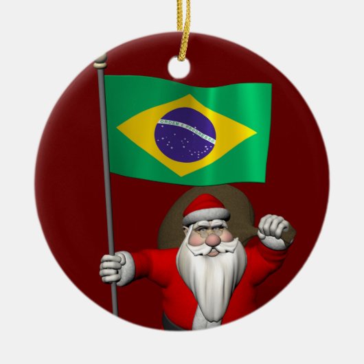 Sinterklaas met vertrek uit Brazilië Keramisch Ornament (Voorkant)