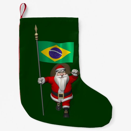 Sinterklaas met vertrek uit Brazilië Kleine Kerstsok (Voorkant)