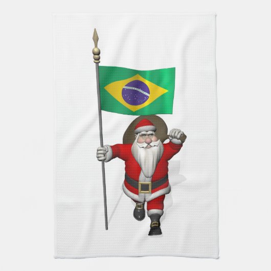 Sinterklaas met vertrek uit Brazilië Theedoek (Verticaal)