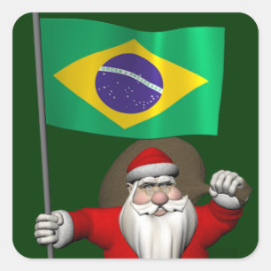 Sinterklaas met vertrek uit Brazilië Vierkante Sticker