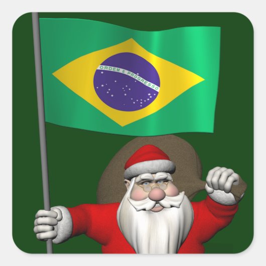 Sinterklaas met vertrek uit Brazilië Vierkante Sticker (Voorkant)