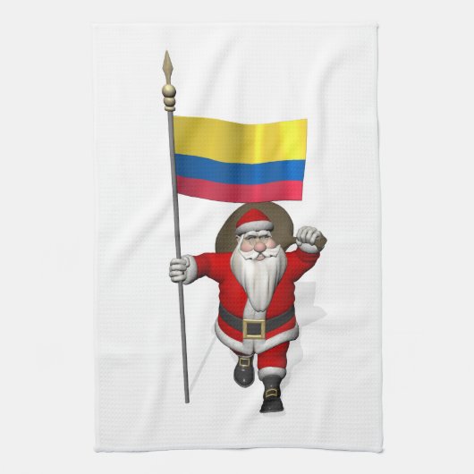 Sinterklaas met vertrek uit Colombia Theedoek (Verticaal)