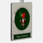 Sinterklaas met vertrek uit Portugal Verzilverd Banner Ornament (Rechts)