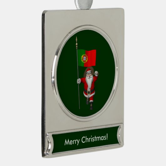 Sinterklaas met vertrek uit Portugal Verzilverd Banner Ornament (Rechts)