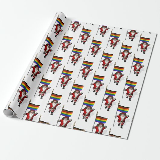 Sinterklaas met vlag Philadelphia Pride Cadeaupapier (Uitgerold)