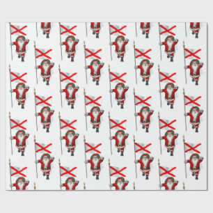 Sinterklaas met vlag van Alabama Cadeaupapier