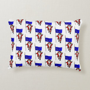 Sinterklaas met vlag van Alaska Decoratief Kussen
