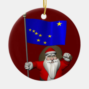 Sinterklaas met vlag van Alaska Keramisch Ornament