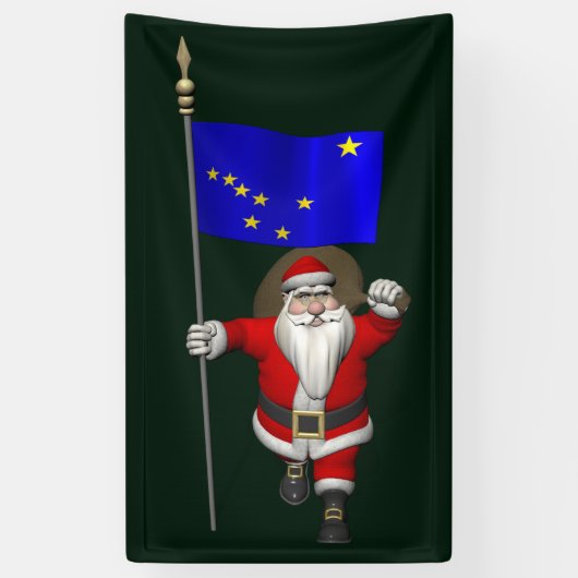 Sinterklaas met vlag van Alaska Spandoek (Verticaal)