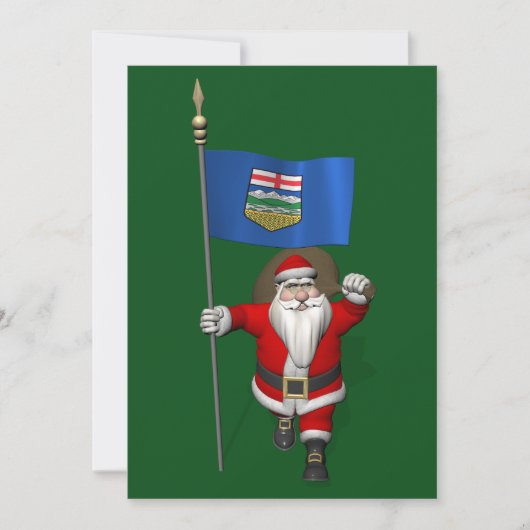 Sinterklaas met vlag van Alberta CDN Feestdagenkaart (Voorkant)