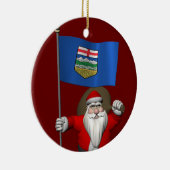Sinterklaas met vlag van Alberta CDN Keramisch Ornament (Rechts)