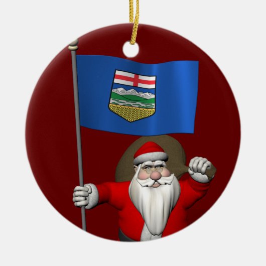 Sinterklaas met vlag van Alberta CDN Keramisch Ornament (Voorkant)