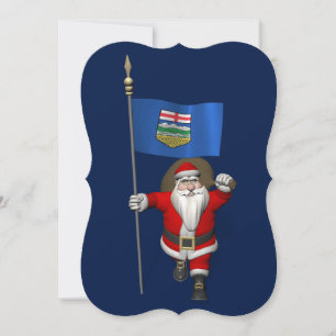 Sinterklaas met vlag van Alberta Feestdagenkaart