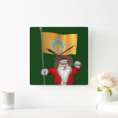 Sinterklaas met vlag van Bali Vierkante Klok (Huis)