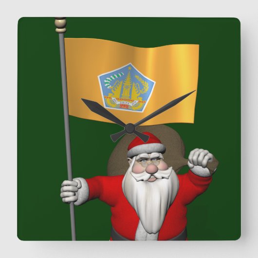 Sinterklaas met vlag van Bali Vierkante Klok (Voorkant)