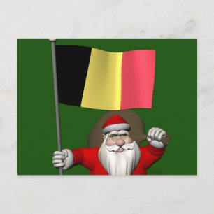 Sinterklaas met vlag van België Feestdagenkaart