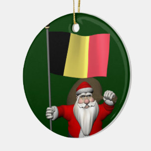 Sinterklaas met vlag van België Keramisch Ornament