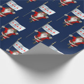 Sinterklaas met vlag van Chicago Cadeaupapier (Hoek)