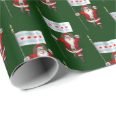 Sinterklaas met vlag van Chicago Cadeaupapier (Rol Hoek)