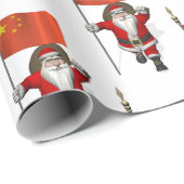 Sinterklaas met vlag van China Cadeaupapier (Rol Hoek)
