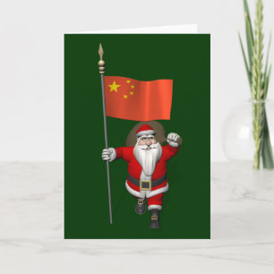 Sinterklaas met vlag van China Feestdagen Kaart