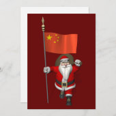 Sinterklaas met vlag van China Feestdagenkaart (Voorkant / Achterkant)