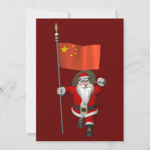 Sinterklaas met vlag van China Feestdagenkaart