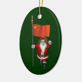 Sinterklaas met vlag van China Keramisch Ornament (Links)