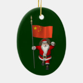 Sinterklaas met vlag van China Keramisch Ornament (Achterkant)