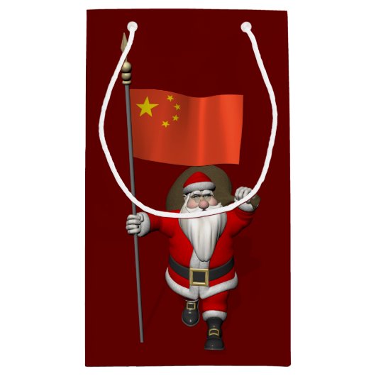 Sinterklaas met vlag van China Klein Cadeauzakje (Achterkant)