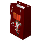 Sinterklaas met vlag van China Klein Cadeauzakje (Achterkant Gekanteld)