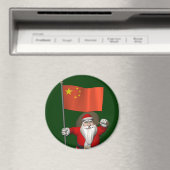 Sinterklaas met vlag van China Magneet (Insitu (Vaatwasser))