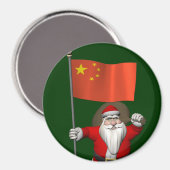 Sinterklaas met vlag van China Magneet (Voorkant / Achterkant)