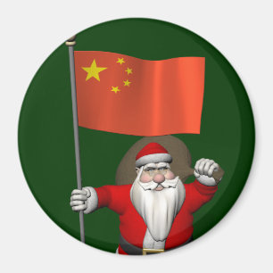 Sinterklaas met vlag van China Magneet