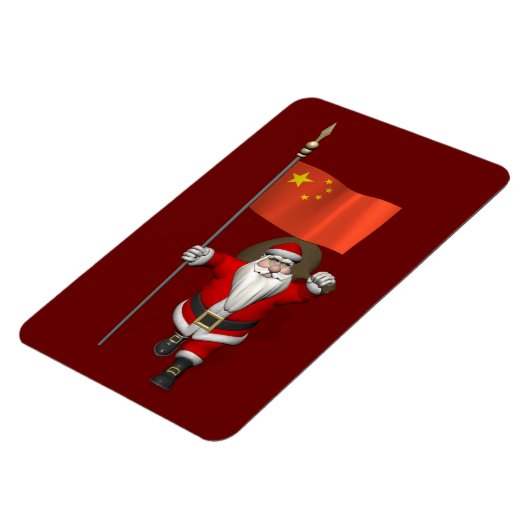 Sinterklaas met vlag van China Magneet (Linkerzijde)