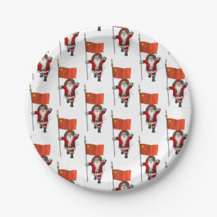 Sinterklaas met vlag van China Papieren Bordje