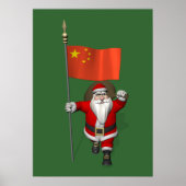 Sinterklaas met vlag van China Poster (Voorkant)