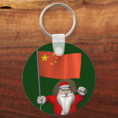 Sinterklaas met vlag van China Sleutelhanger (Voorkant)
