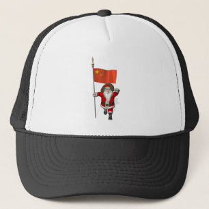 Sinterklaas met vlag van China Trucker Pet
