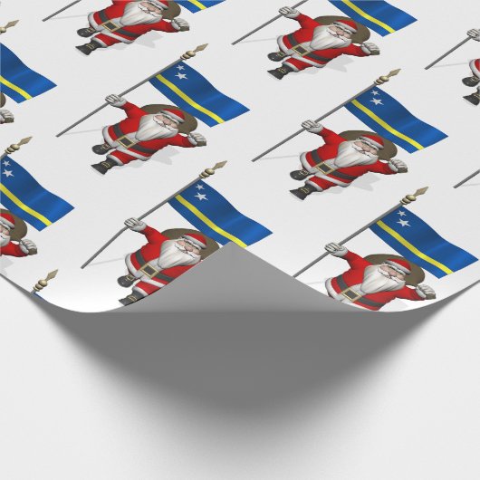 Sinterklaas met vlag van Curaçao Cadeaupapier (Hoek)