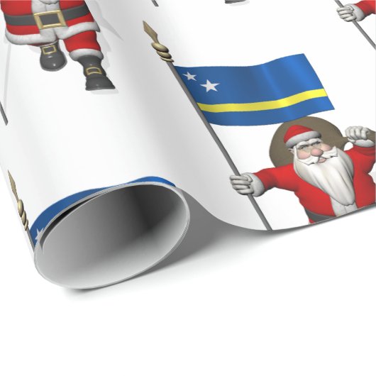 Sinterklaas met vlag van Curaçao Cadeaupapier (Rol Hoek)