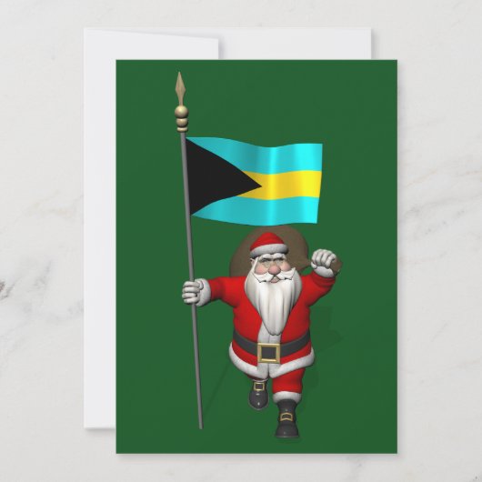 Sinterklaas met vlag van de Bahama's Feestdagenkaart (Voorkant)