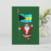 Sinterklaas met vlag van de Bahama's Feestdagenkaart (Staand voorkant)
