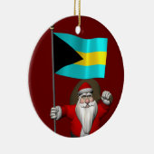 Sinterklaas met vlag van de Bahama's Keramisch Ornament (Rechts)