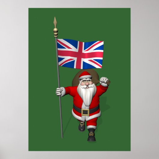 Sinterklaas met vlag van de Unie van het Verenigd Poster (Voorkant)