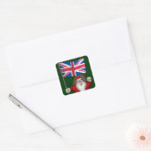 Sinterklaas met vlag van het Verenigd Koninkrijk Vierkante Sticker (Envelop)