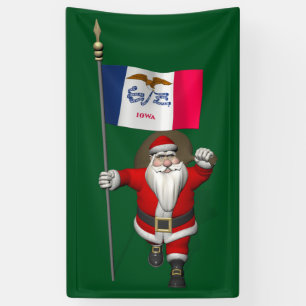 Sinterklaas met vlag van Iowa Spandoek
