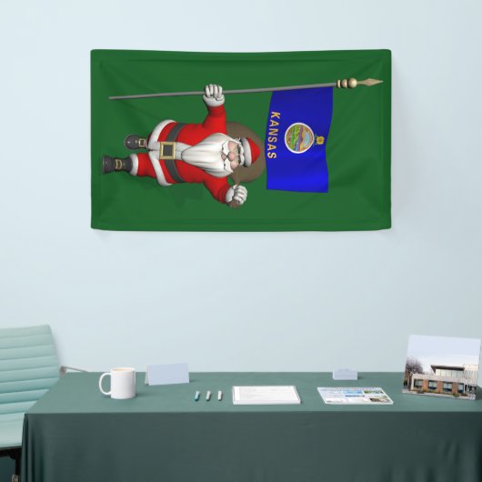 Sinterklaas met vlag van Kansas Spandoek (Beurs)